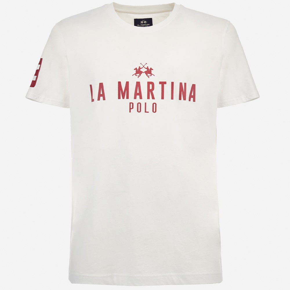 La Martina Λευκό T-shirt C Neck - 3LMMAR322