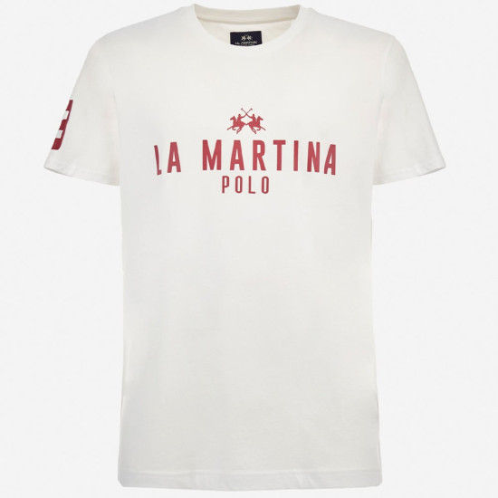 La Martina Λευκό T-shirt C Neck - 3LMMAR322