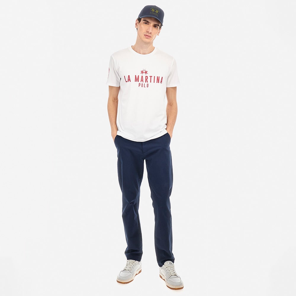 La Martina Λευκό T-shirt C Neck - 3LMMAR322