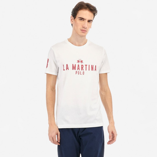 La Martina Λευκό T-shirt C Neck - 3LMMAR322