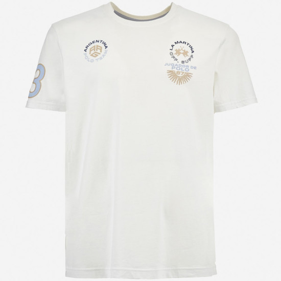 La Martina Λευκό T-shirt C Neck - 3LMMAR303
