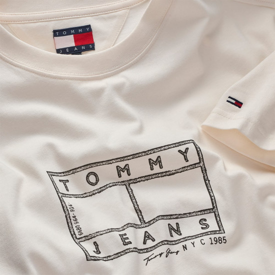 Tommy Jeans Εκρού T-shirt C Neck - DM0DM22317