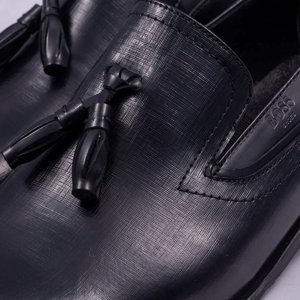 BOSS SHOES Μαύρα Tassel Loafers 100% Leather - V5429 GLM 